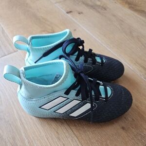 Adidas Kids' Size 11 Aqua and Navy Cleats